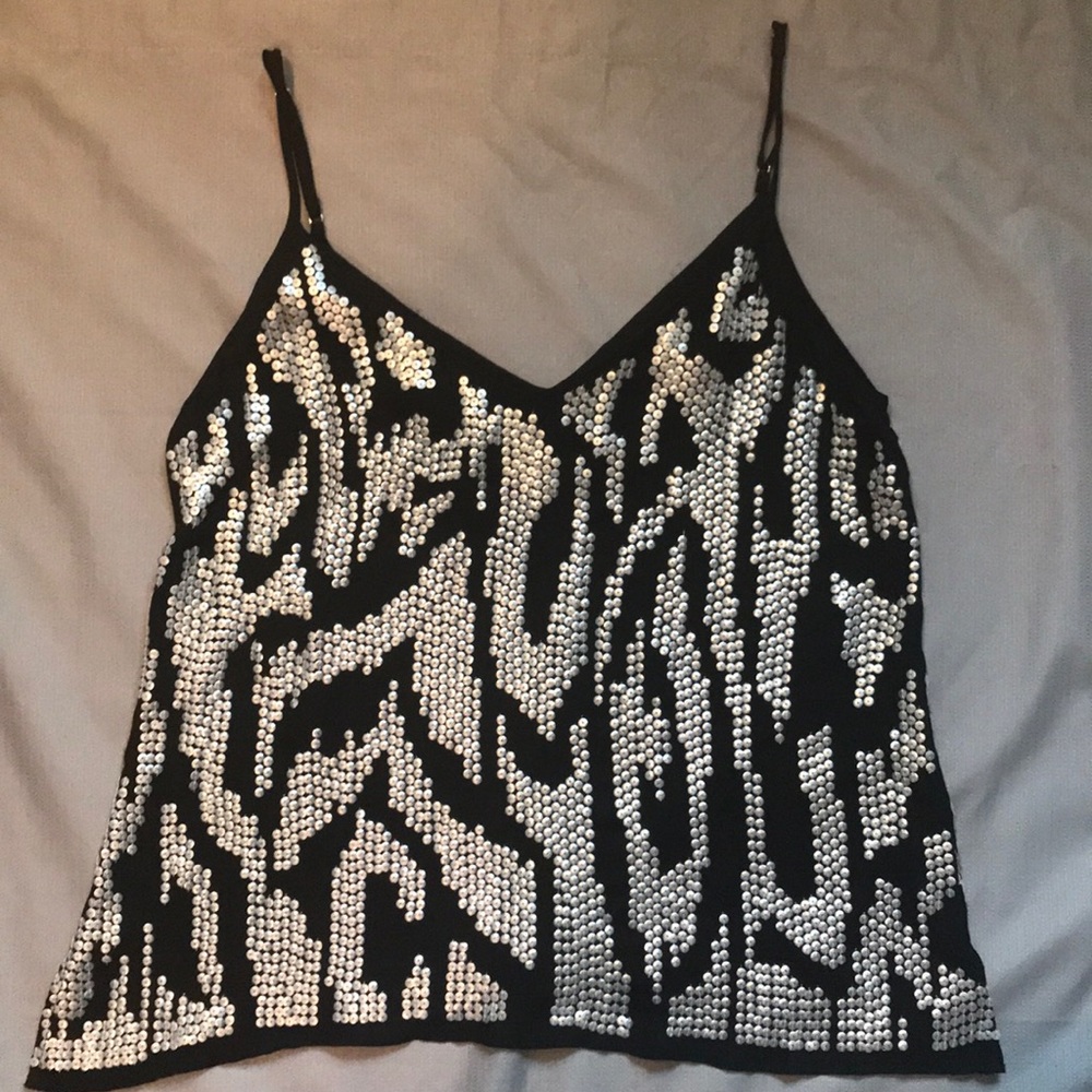 MADISON MARCUS Sequined Spaghetti Strapped Blouse